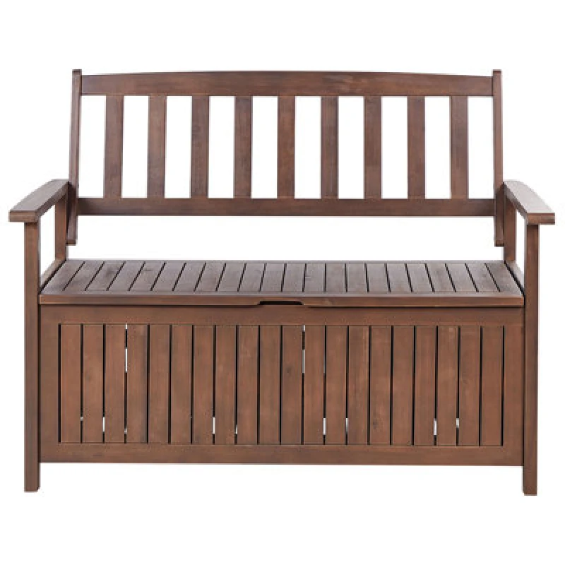 Image of Beliani Garden Bench Sovana 120 Cm With Storage Acacia Wood Dark Brown