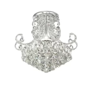 Image of Pearl Flush Ceiling Round 9 Light Polished Chrome, Crystal