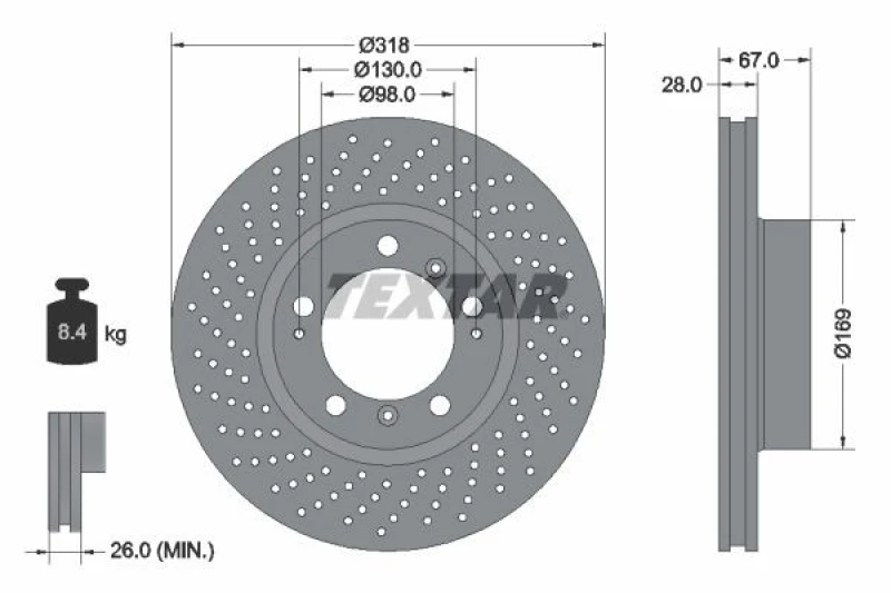 Image of Brake disc TEXTAR 92100005