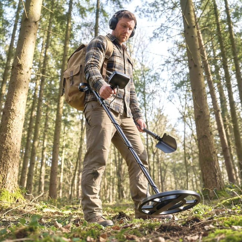 Image of OUTSUNNY 5 Modes Metal Detector for Adults with IP68 Waterproof Search Coil in Black Unisex