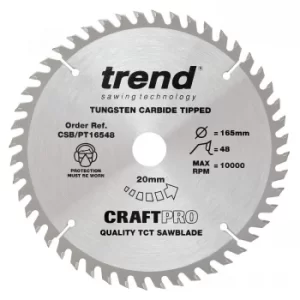 Image of Trend CRAFTPRO Panel Trimming Plunge Saw Blade 165mm 48T 20mm