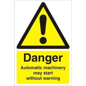 image of Warehouse Sign 400x600 Plastic Danger Automatic machinery Ref