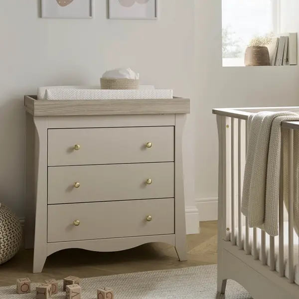Image of CuddleCo Clara 3 Drawer Chest & Changing Unit Pale Cashmere