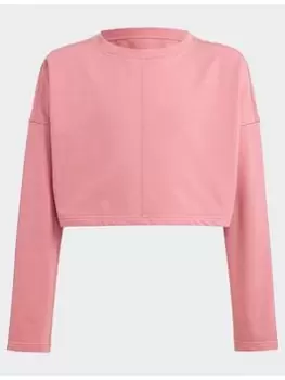 image of adidas Yoga Aeroready Cropped Sweatshirt - Pink, Size 5-6 Years