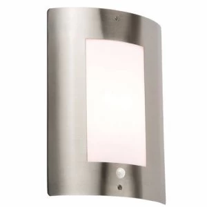 image of KnightsBridge 40W IP44 Edison Screw E27 Stainless Steel Outdoor Wall Light with PIR