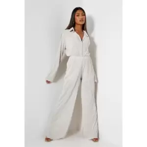 Image of I Saw It First Plisse Wide Leg Trousers - Brown