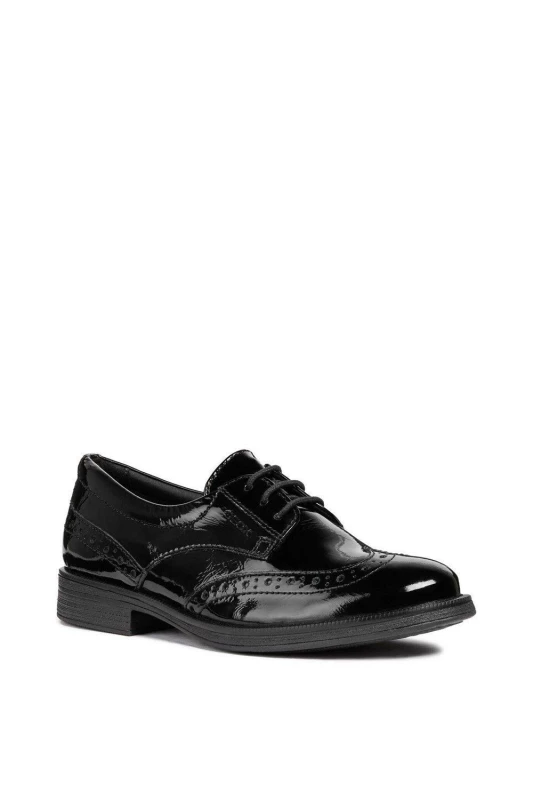 Image of Geox 'J Agata D' Leather Shoes in Black Size: 1.5 Black Unisex 1.5