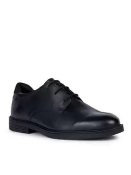 Image of Geox Boys Zheeno Smooth Leather Lace Up School Shoe, Black, Size 3 Older