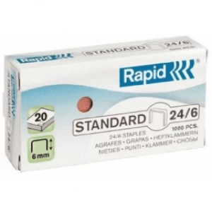 Image of Rapid 24/6 Standard Copper-Coated Staples 1000 Pack