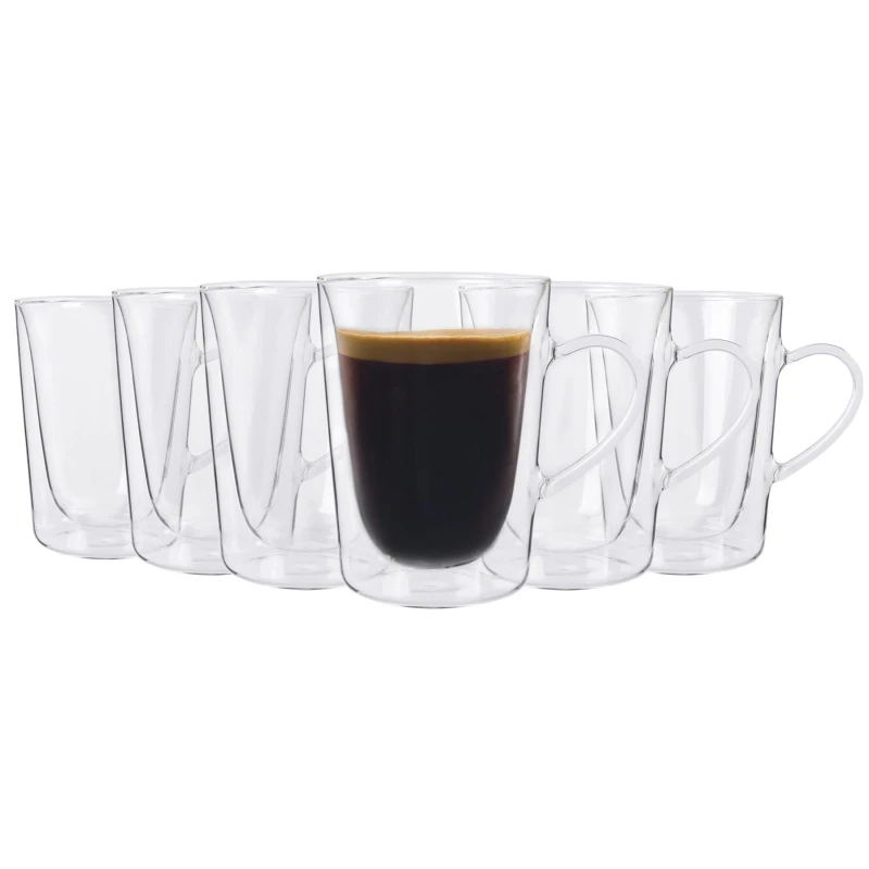 Image of Rink Drink Double Walled Coffee Glasses - 285ml - Pack of 6 Clear