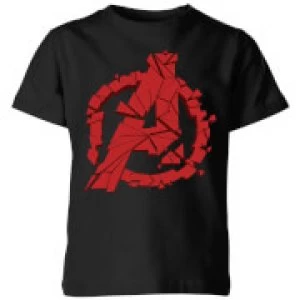 Image of Avengers Endgame Shattered Logo Kids T-Shirt - Black - 11-12 Years
