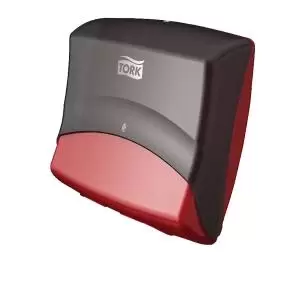 image of Tork Folded Wiper and Cloth Dispenser Black and Red 654008 SCA43035