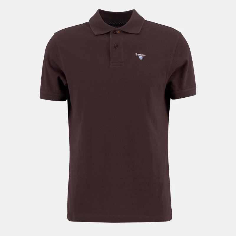 Image of Barbour Tartan Pique Polo Shirt Dark Oak S