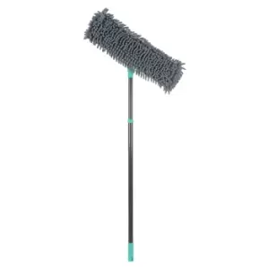 image of JVL Super-Absorbent Chenille Extendable Flat Floor Mop Grey/Turquoise