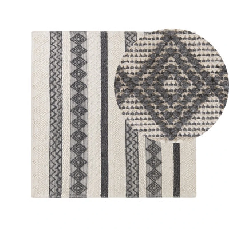 Image of Beliani Rug Davutlar Light Beige 200 X 200 Cm Wool