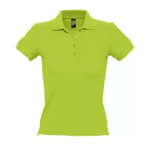 Image of SOLS Womens/Ladies People Pique Short Sleeve Cotton Polo Shirt (M) (Apple Green)