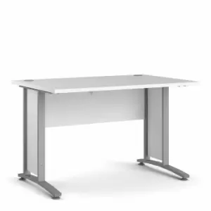 image of Prima Desk with Silver Legs 120cm, white