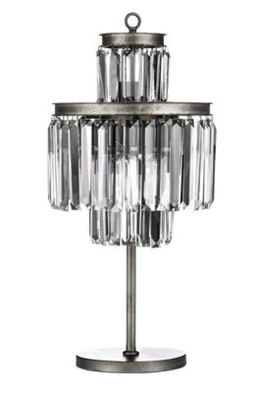 Image of Orsina Art Deco Table Lamp, Elegant Crystal Lighting For Bedroom Or Living Room, Statement Iron Frame With 10 Bulbs