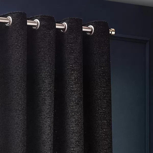 Image of Galaxy Room Darkening Eyelet Curtains Black / 168 x 229cm