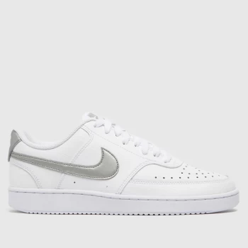 Image of Nike White & Silver Court Vision Low Trainers
