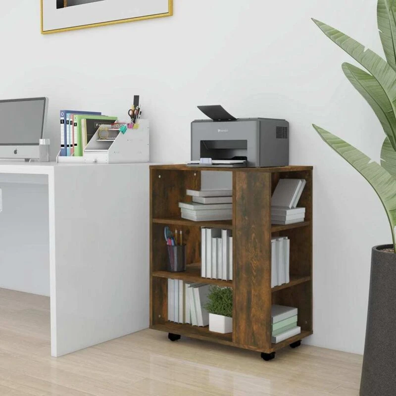 Image of VIDAXL Rolling Cabinet Smoked Oak 60x35x75cm Engineered Wood Vidaxl 8720286956434