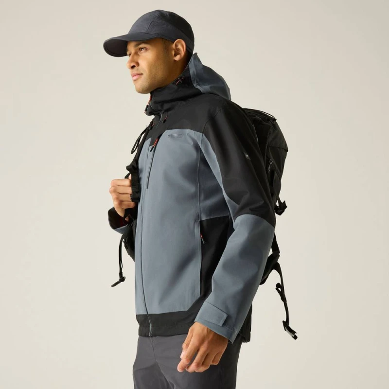 Image of Regatta Mens Highton Stretch Waterproof Shell in Dark Grey Size: XL Dark Grey Male XL