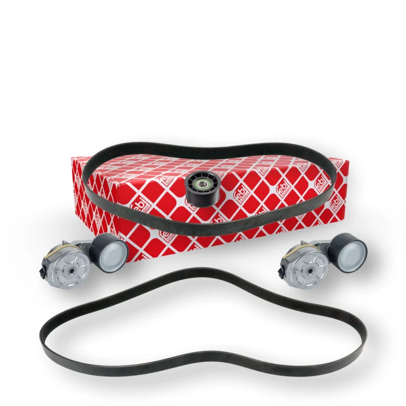 Image of FEBI BILSTEIN 40184 V-ribbed belt set with clamping elements, OE Turbo NEW V-Ribbed Belt Set (542)