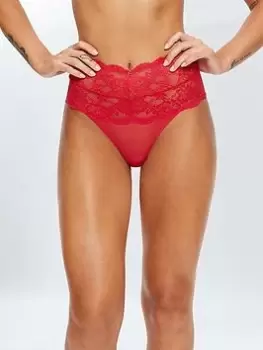 Image of Ann Summers Knickers Sexy Lace Planet High Waisted Brazilian, Bright Red, Size 10, Women