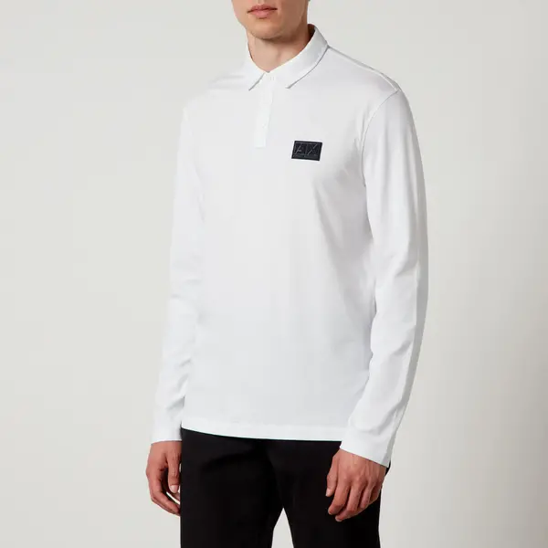 Image of Armani Exchange Cotton-Jersey Polo Shirt - XXL White Tops male 6RZFHJZJ8EZ-1100 XXL