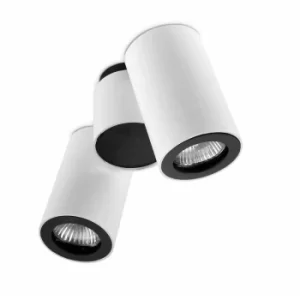 Image of Pipe ceiling light, aluminum, white and black, 2 shades