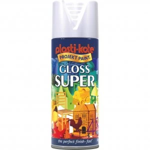 image of Plastikote Super Gloss Aerosol Spray Paint White 400ml