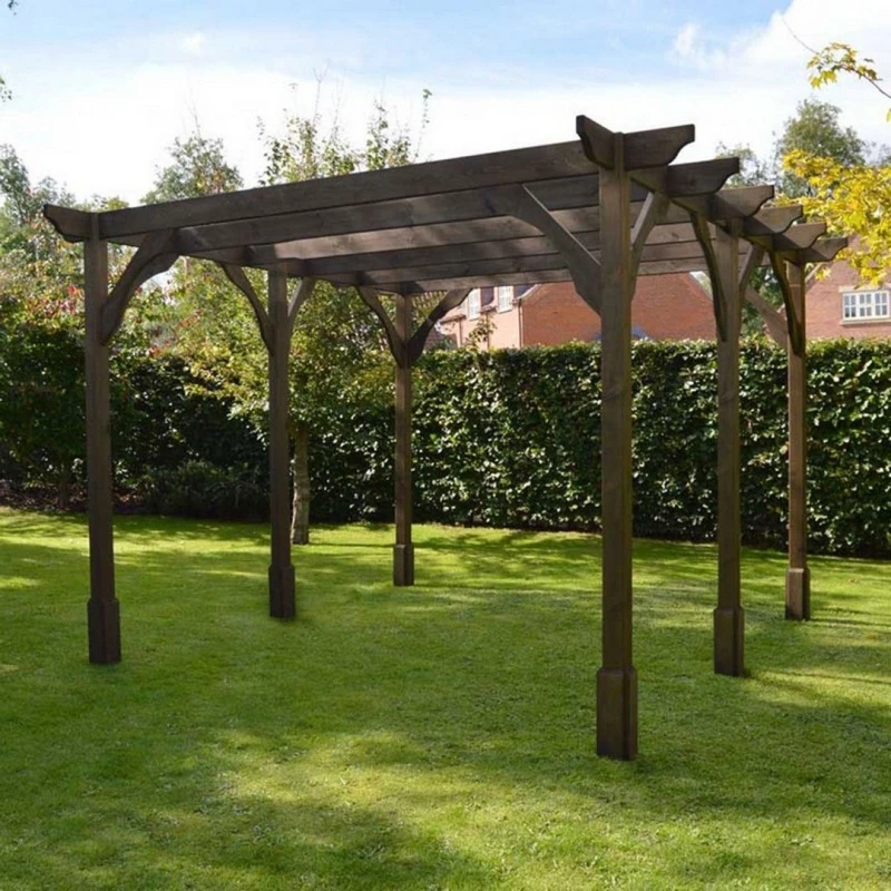 Image of Rutland County Garden Furniture Ltd Premium Pergola - Wood - L180 x W180 x H270cm - Rustic Brown Brown Unisex
