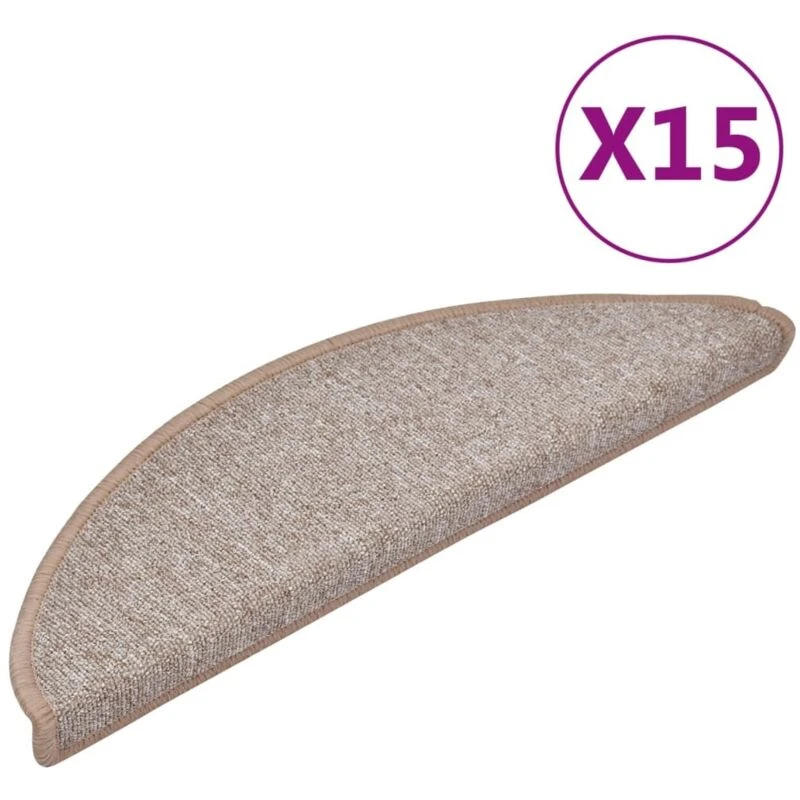 Image of VIDAXL Carpet Stair Treads 15 pcs Light Brown 56x17x3cm Vidaxl 133878