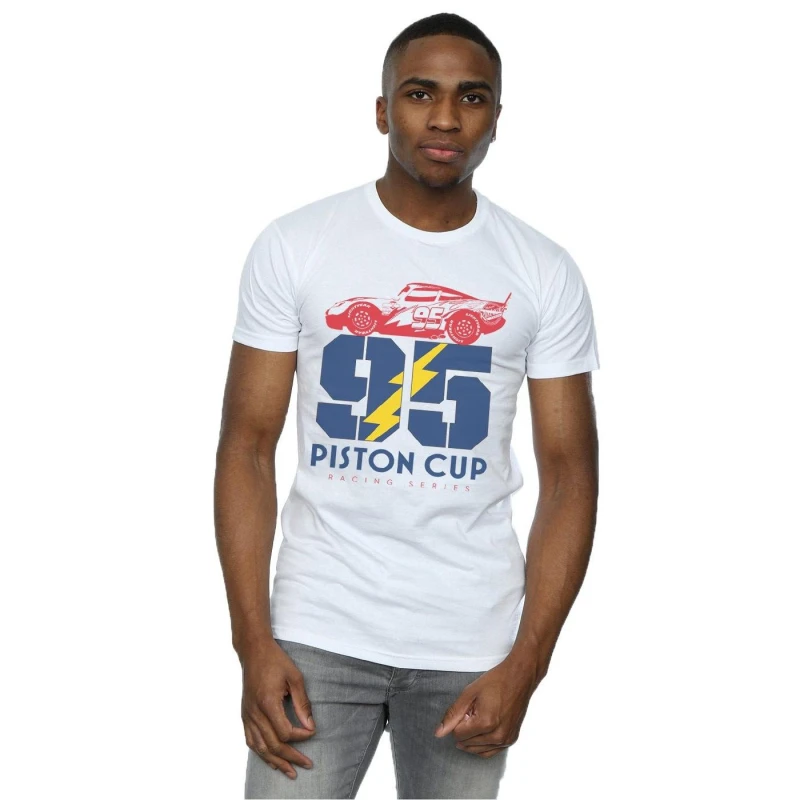 Image of Disney Men Cars Piston Cup 95 T-Shirt in White Size: Small White S Male 5057245942058