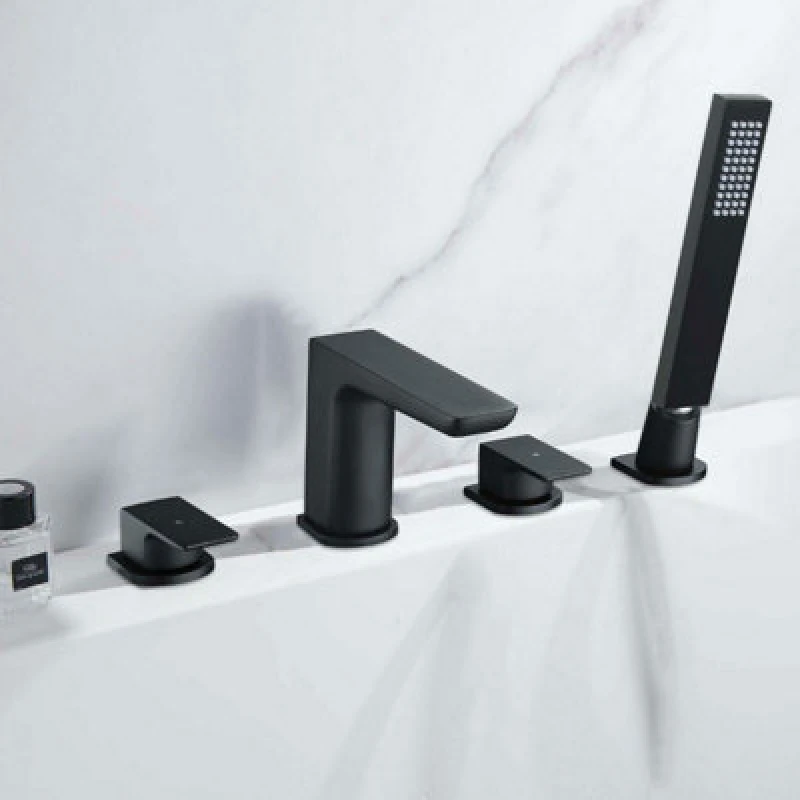 Image of Nes Home Astra Modern Deck Mounted Matte Black Bath Shower Mixer Tap