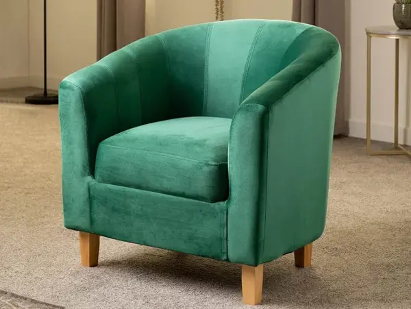 image of Seconique Tempo Emerald Green Velvet Tub Chair