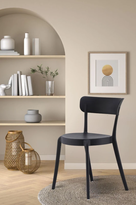 Image of Fusion Living Fusion Living Plastic Bistro Dining Chair in Black One Size Unisex 5056409313611