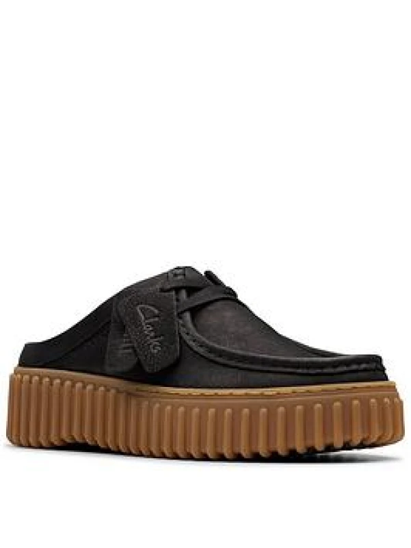 Image of Clarks Torhill Mule Nubuck Womens Lace Up Shoes - Black - Size:UK 7