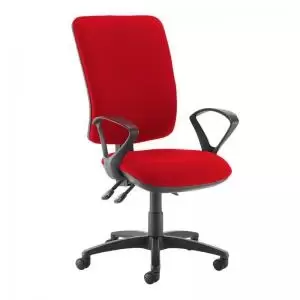 Image of Senza extra high back operator chair with fixed arms - Panama Red