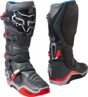 Image of FOX Instinct Motocross Boots, grey-red, Size 43, grey-red, Size 43