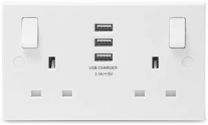 Image of BG Nexus 2 Gang Sockets with 3 X USB 3.1 Sockets - White