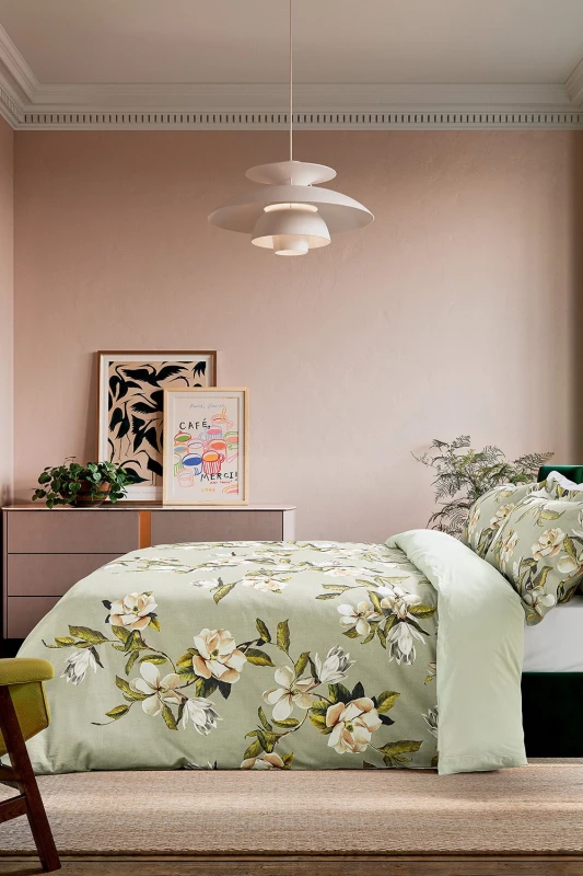 Image of Ted Baker 'Opal Floral' Cotton Duvet Cover Set in Green Size: Super King Green Super King Unisex 5016709715751