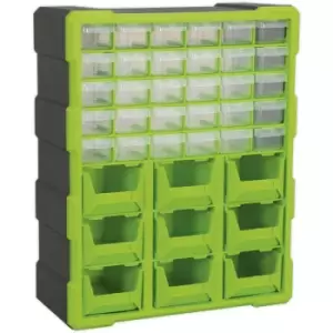 Image of 375 x 165 x 470mm 39 Drawer Parts Cabinet - GREEN - Wall Mounted / Standing Box