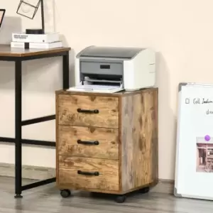 Image of HOMCOM Rolling File Cabinet with 3 Drawers Under Desk Mobile Filing Organizer