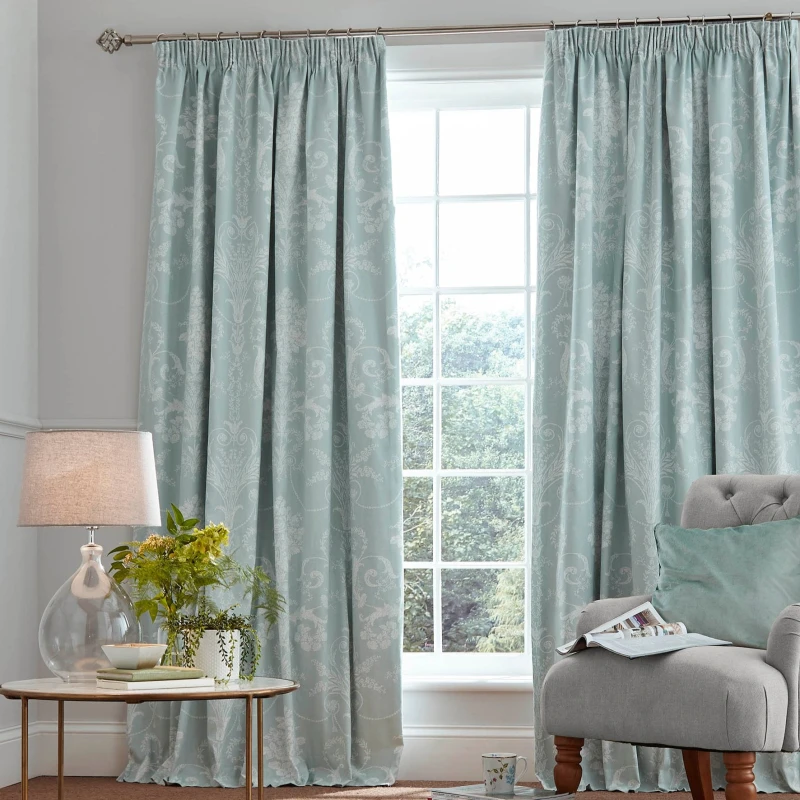 Image of Laura Ashley Josette Ready Made Blackout Curtains Duckegg