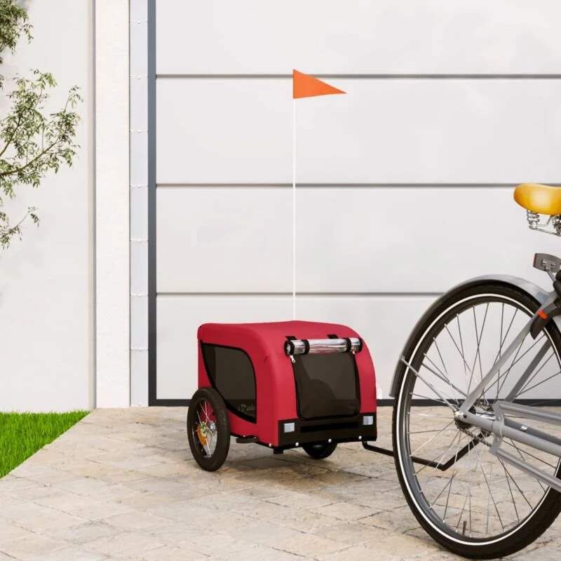 Image of VIDAXL Vidaxl - Pet Bike Trailer Red and Black Oxford Fabric and Iron 93992