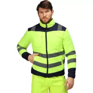 Image of Regatta Mens Baffled Hi-Vis Thermal Top (3XL) (Yellow/Navy) - Yellow/Navy