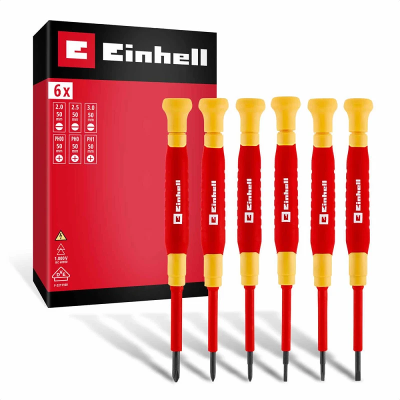 Image of Einhell 6 Piece Precision VDE Insulated Screwdriver Set 49370542