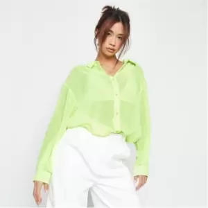 Missguided Oversized Sheer Beach Cover Up Shirt - Green