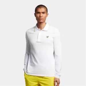 Mens Ls Tipped Polo - White/Sunshine Yellow - XS